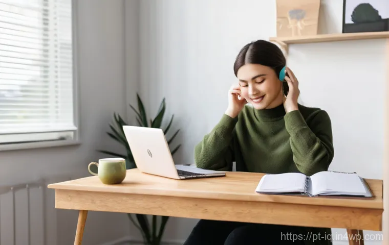 주간 셀프케어 루틴 계획 세우기 - **Prompt:** A young adult (ambiguous gender, 20s-30s) sitting at a neat, wooden desk filled with a l...
