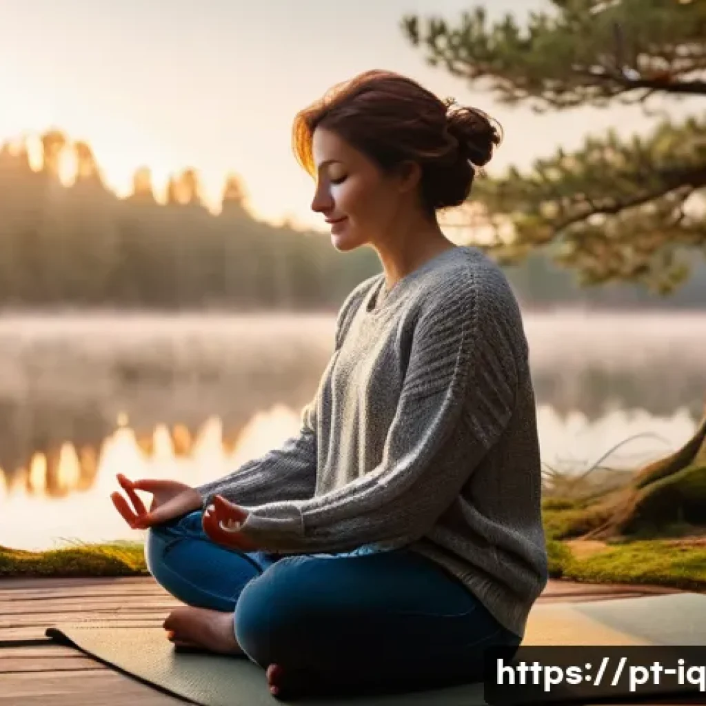 셀프케어 루틴의 심리적 보상 - **Prompt 1: "Mindful Morning in Nature"**
    A serene image of a woman, aged early 30s, with short,...