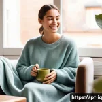셀프케어 루틴을 통한 긍정적 변화 경험하기 - **A Serene Self-Care Haven:** A young adult woman, dressed in comfortable, modest loungewear (such a...